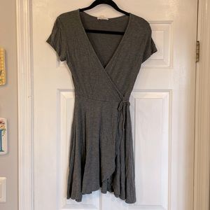Grey faux wrap dress